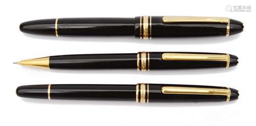 A Mont Blanc Meisterstuck fountain pen, ballpoint pen and pr...