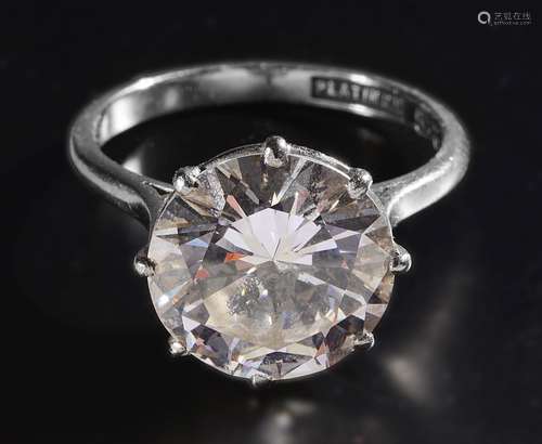 A single stone diamond ring, the brilliant-cut diamond state...