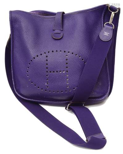 An Hermes purple Clemence Evelyne cross body bag