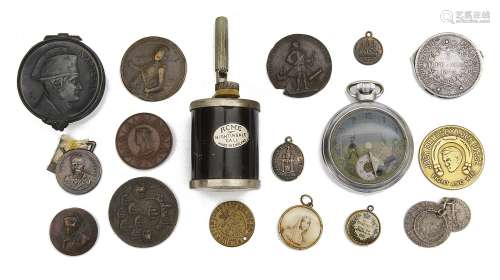 A small collection of coins medals and curios