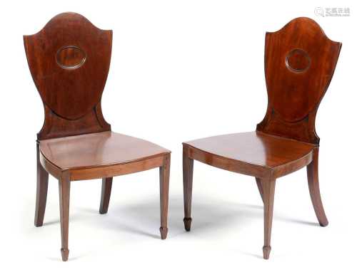 Pair of 19th Century mahogany hall chairs