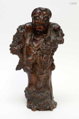 Japanese burr wood figure of a sage