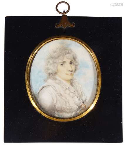 British School, late 18th century, portrait miniature of a l...