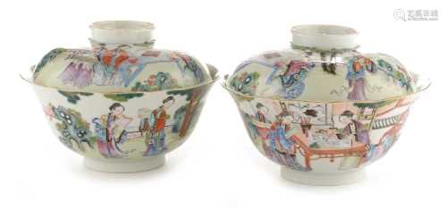 Pair of Chinese bowls and covers