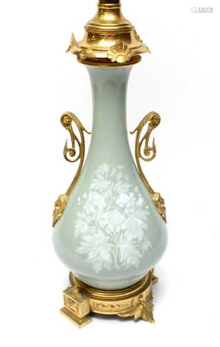 Late 19th Century French Pate Sur Pate oil lamp base