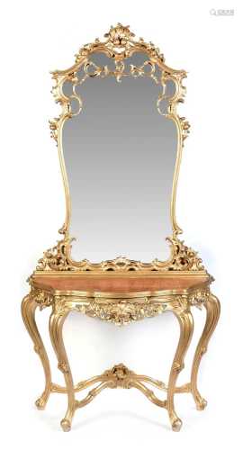 Late 19th Century gold painted pier table and mirror