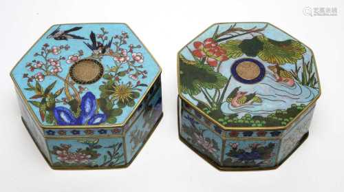 Two Chinese cloisonne boxes and covers