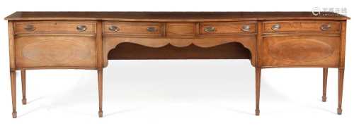 Sheraton style mahogany serpentine sideboard