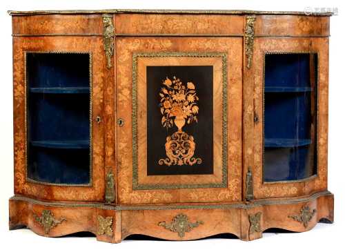 Victorian walnut and gilt metal mounted credenza
