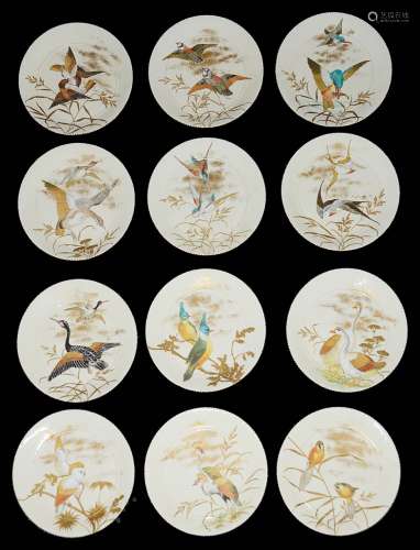 A set of eleven Aesthetic Movement dessert plates and a comp...