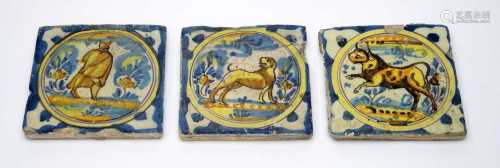 Three early Spanish tiles