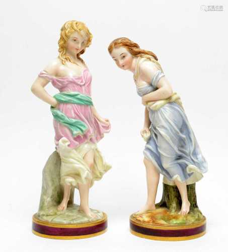 Pair Worcester glazed Parian figures