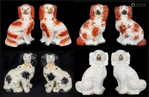 Four pairs of 19th century and later Staffordshire pottery d...