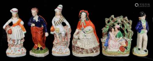A group of 19th century and later Staffordshire flat back fi...