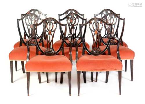 Set of eight 19th Century mahogany dining chairs, in the She...