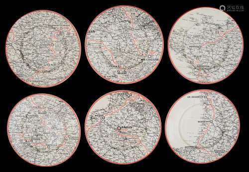 A set of six vintage Luneville plates commemorating the 1956...