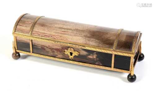 A 19th C marble and giltmetal dome-topped casket