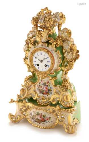 Jacob Petit porcelain mantel clock and stand