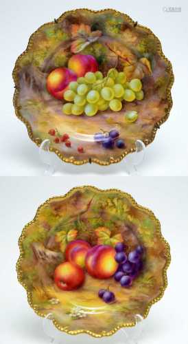 Pair Royal Worcester fruit painted plates