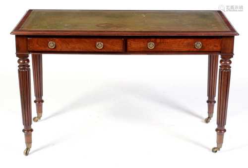 Late William IV / early Victorian mahogany writing desk, sta...