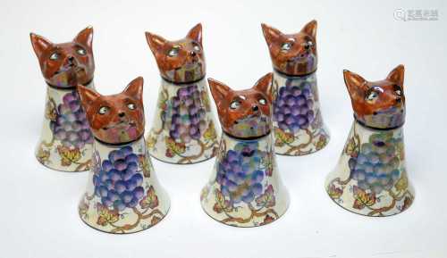 Rare set of Maling Fox Head Stirrup Cups