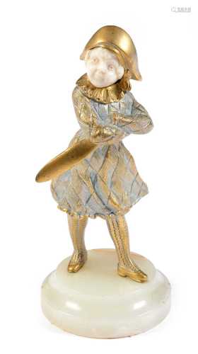 Georges Omerth - gilt bronze and ivory figure of a young boy...