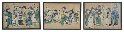 Three 19th century Chinese export paintings