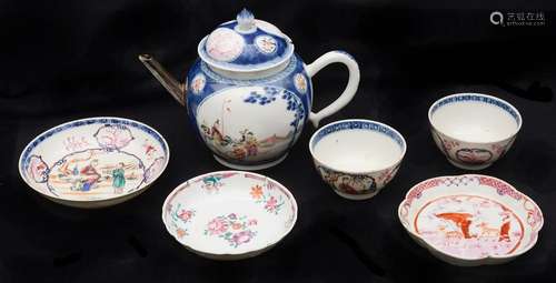 An 18th c. Chinese export famille rose porcelain teapot and ...