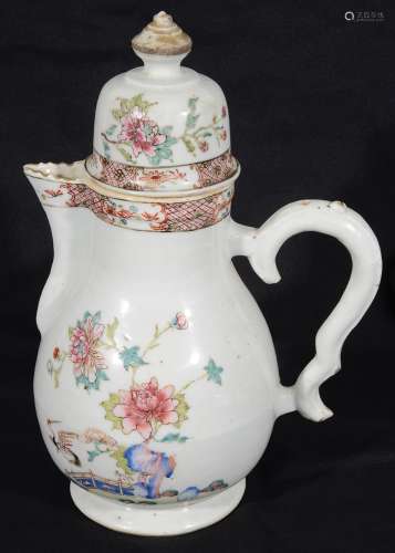 A mid 18th century Chinese export famille rose coffee pot c....