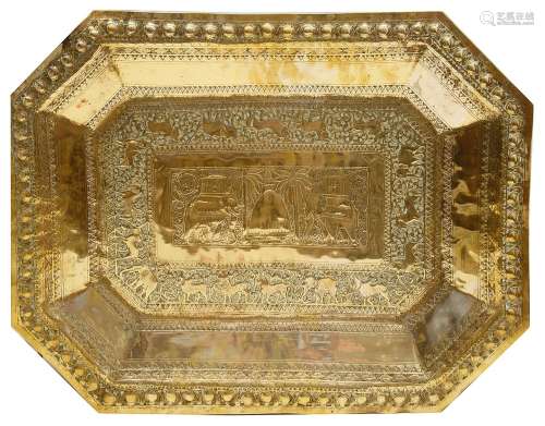 An early 20th century Indian brass tray,