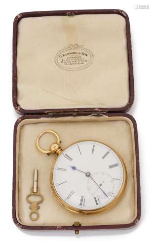 An open faced 18ct gold pocket watch by Robert Roskell of Li...
