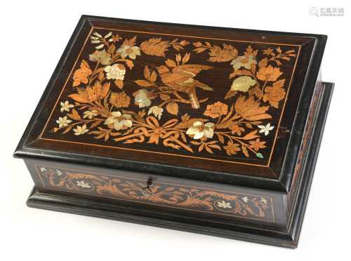 A 19th Century mother of pearl, ivory and marquetry-inlaid j...