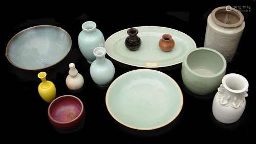 A small collection of Chinese monochrome glazed ceramics