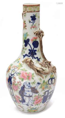 A Chinese porcelain famille rose bottle vase c.1900