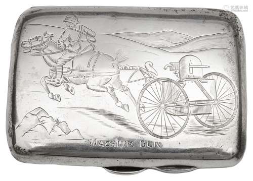 Military Interest. A late Victorian engraved cigarette case