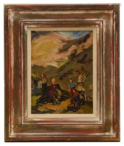 Continental school (20th c.), 'Figures in a landscape', oil ...