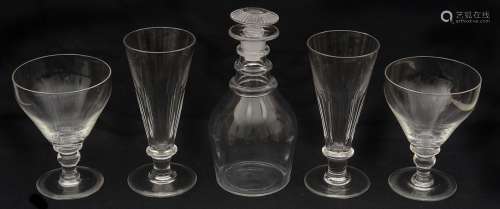 19th c. glass to include a late Georgian Prussian shaped gla...