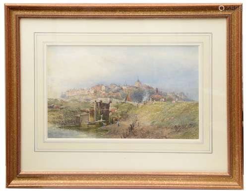 Josiah Wood Whymper (Brit., 1813-1903) 'Landscape with bridg...