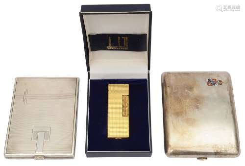 Two Austrian .900 silver cigarette cases and a cased Dunhill...