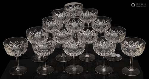 A set of 15 late Victorian champagne glasses