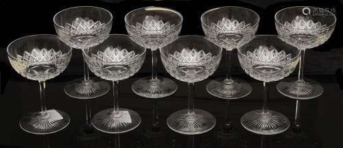 A set of eight late Victorian champagne glasses