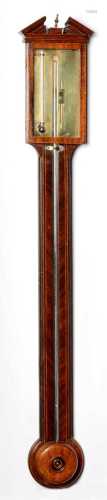 Late George III mahogany stick barometer by Baptista Ronchet...