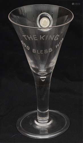 A George V commemorative glass goblet