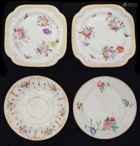 Two early 19th c. Swansea porcelain plates and a pair of squ...