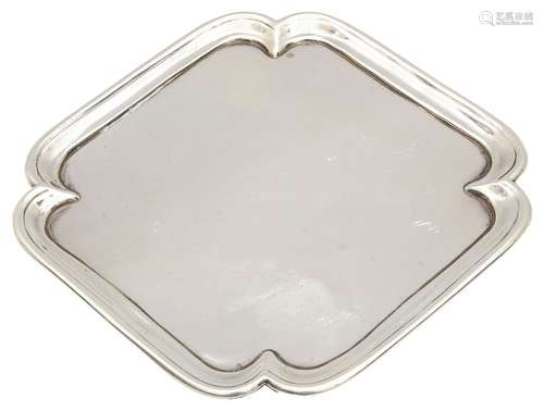 A George V silver waiter or card tray,