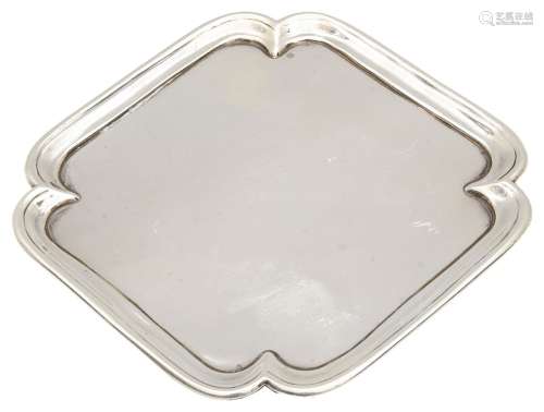A George V silver waiter or card tray,