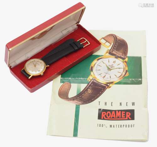A Gentleman's Roamer Rotodate 44 automatic gold plated wrist...