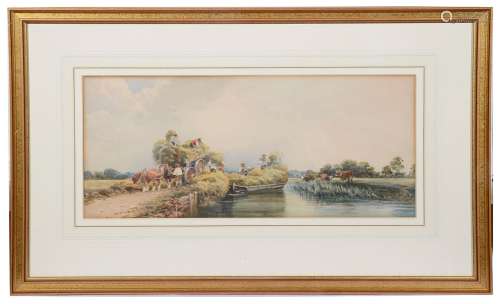 Brit. School, late 19th c.,two landscapes depicting hay wain...