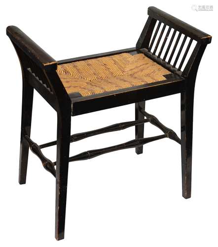 An Arts and Crafts ebonised beechwood stool in the style of ...