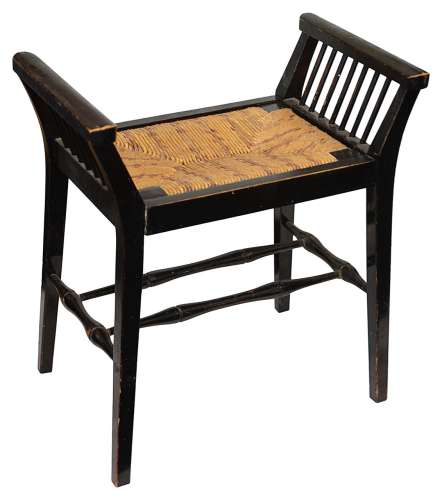 An Arts and Crafts ebonised beechwood stool in the style of ...